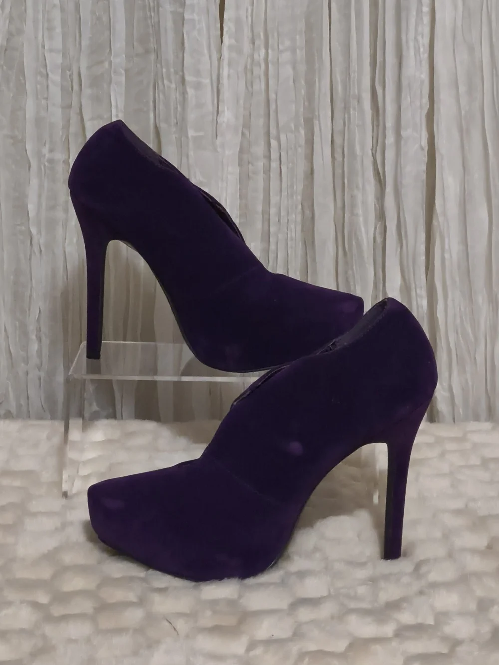 Ed Hardy Purple Crystal Embellished Platform Stiletto Booties